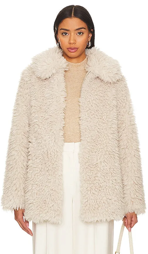 Ena Pelly Bridgette Faux Fur Jacket in Ivory