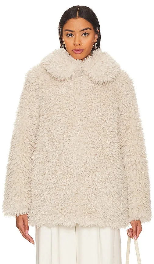 Ena Pelly Bridgette Faux Fur Jacket in Ivory