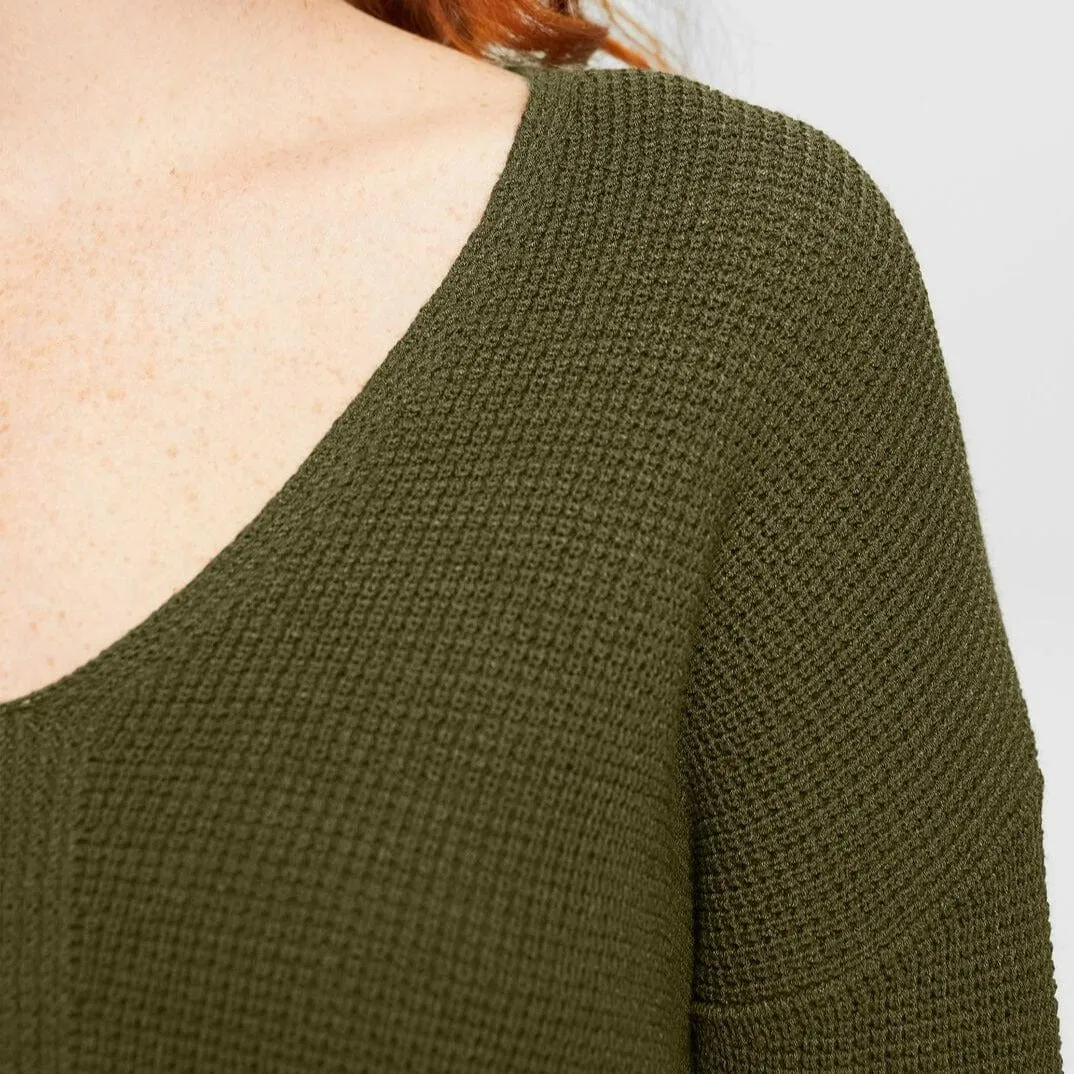 Esprit V-Neck Knitted Jumper Green Khaki