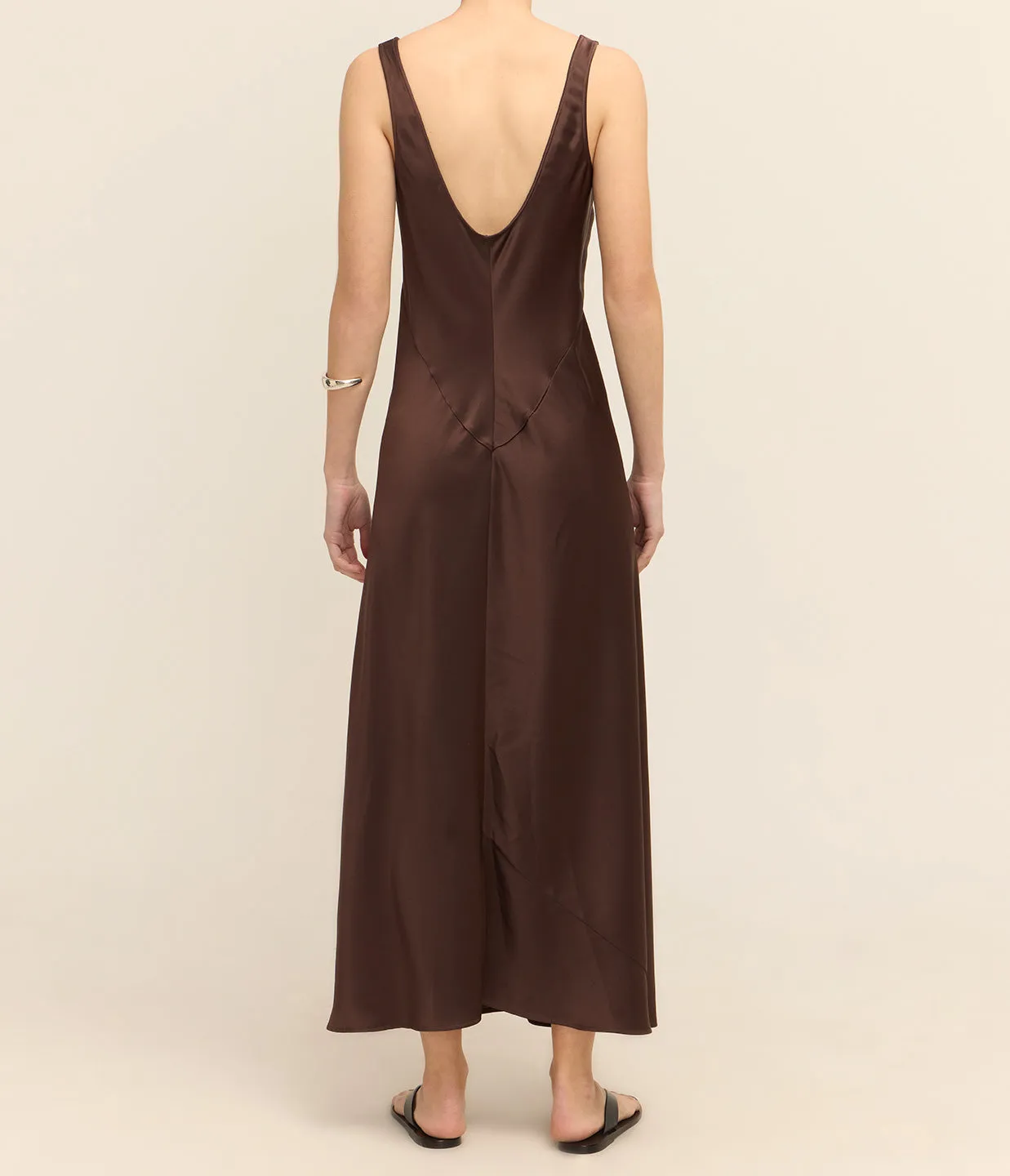 Esther Satin Dress in Chocolate