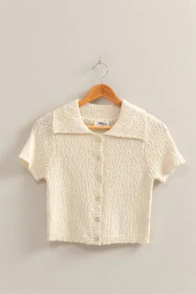 Everyday Button-Front Sweater Top - Cream