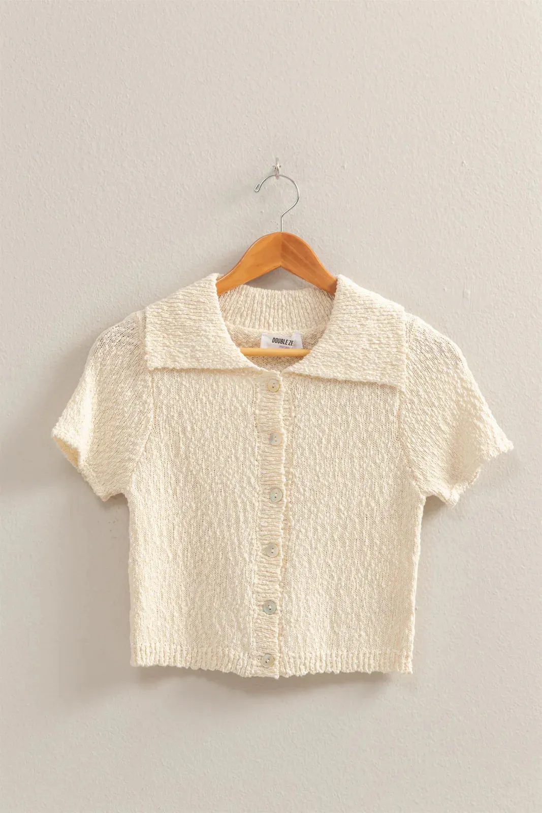 Everyday Button-Front Sweater Top - Cream