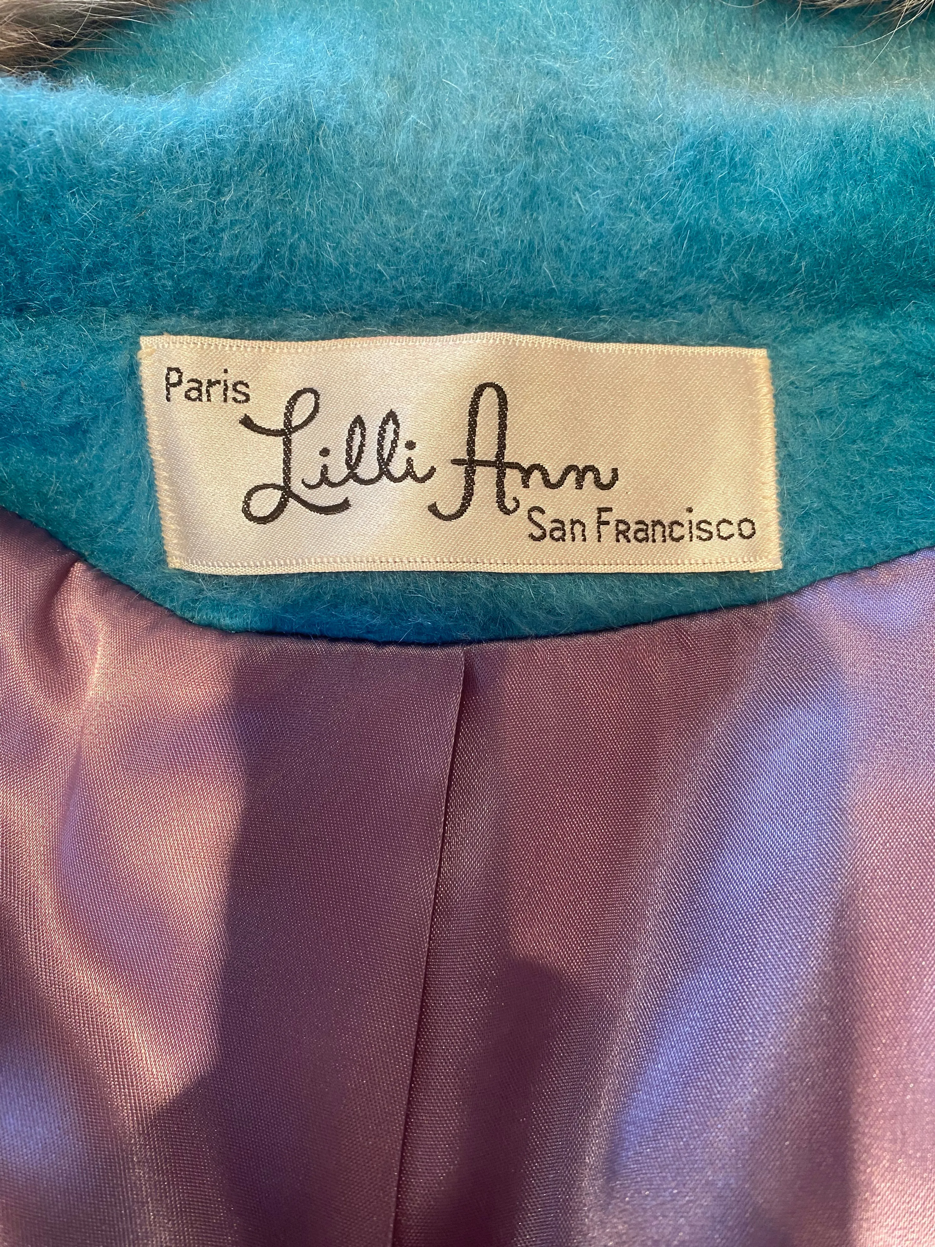 Fabulous 1960's Lilli Ann "Tiffany Blue" Fox Fur Swing Coat / Medium
