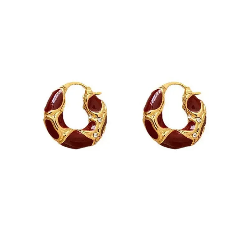Fashion Jewelry Hoop Earrings Female Enamel Lava Ear Ring