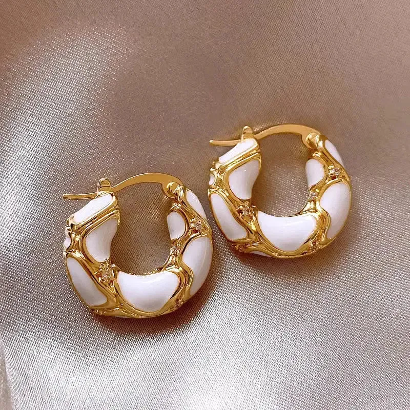 Fashion Jewelry Hoop Earrings Female Enamel Lava Ear Ring
