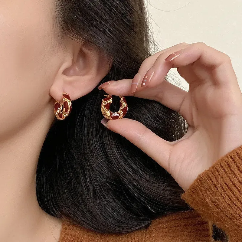 Fashion Jewelry Hoop Earrings Female Enamel Lava Ear Ring