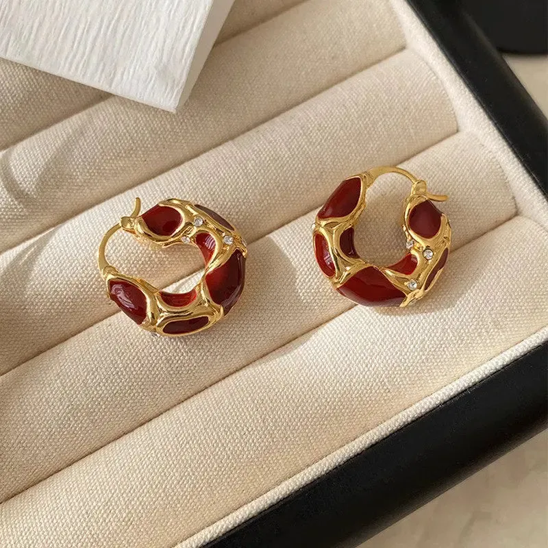 Fashion Jewelry Hoop Earrings Female Enamel Lava Ear Ring