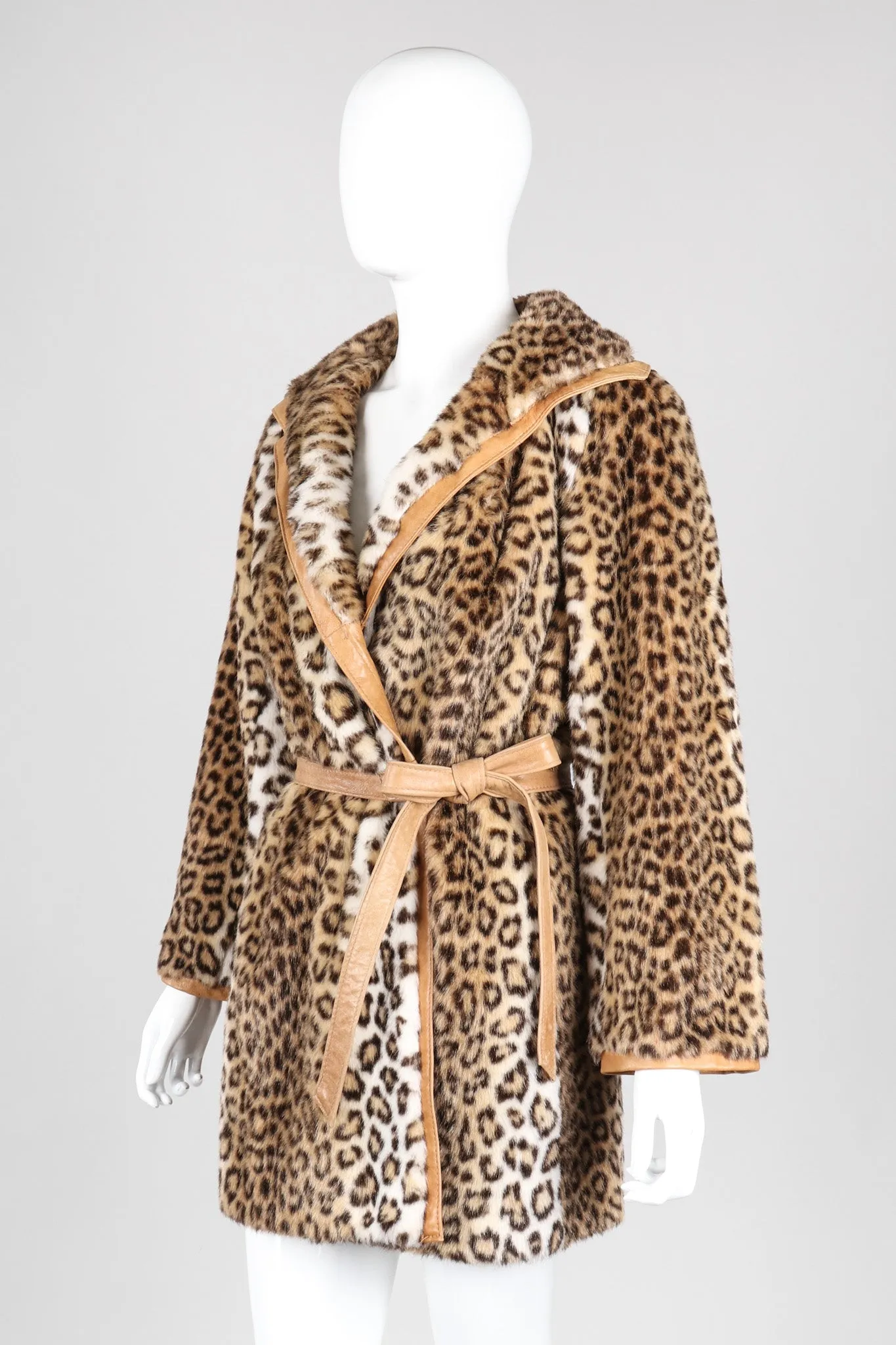 Faux Cheetah Wrap Coat