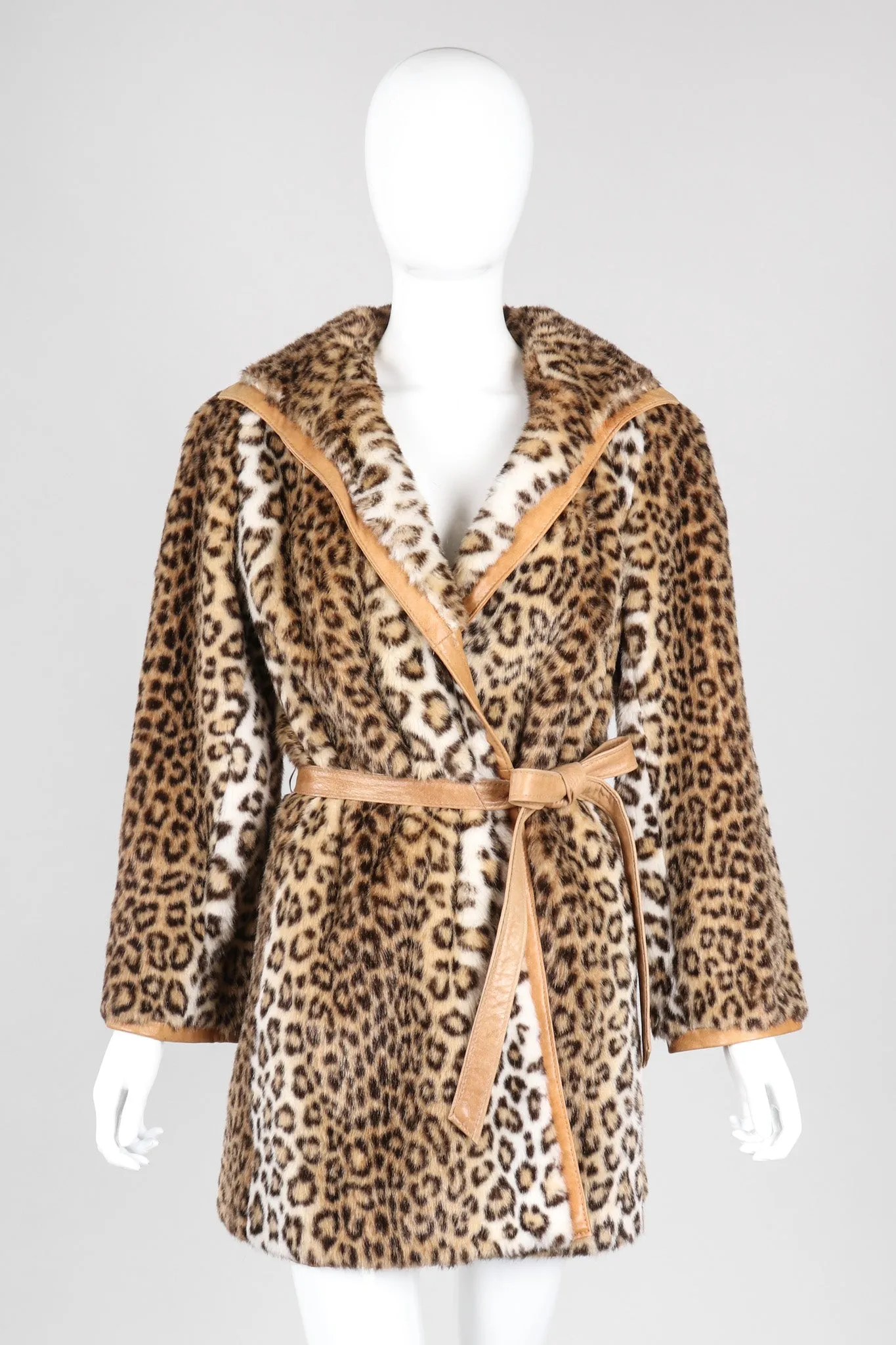 Faux Cheetah Wrap Coat