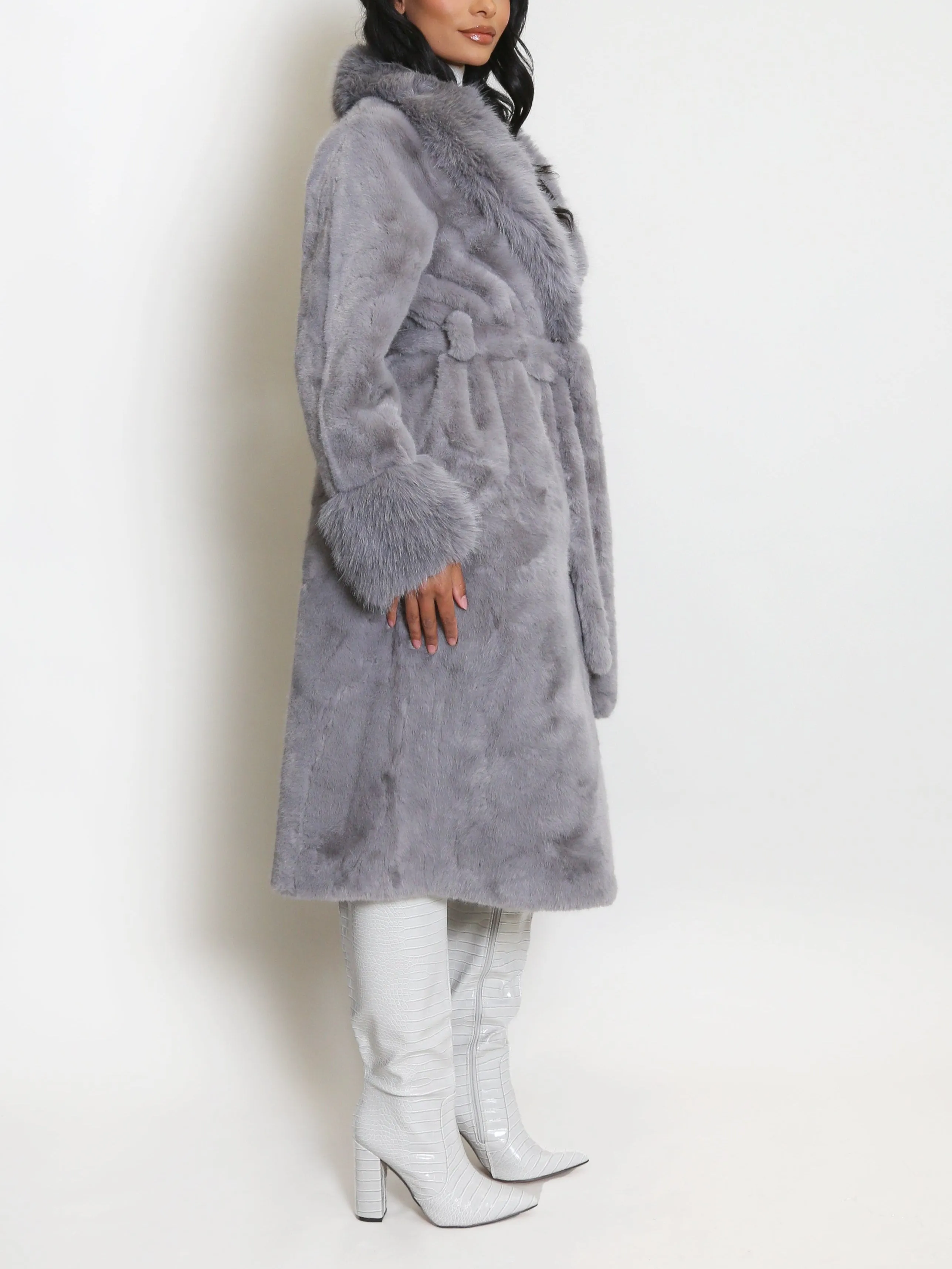 Faux Fur Belted Coat