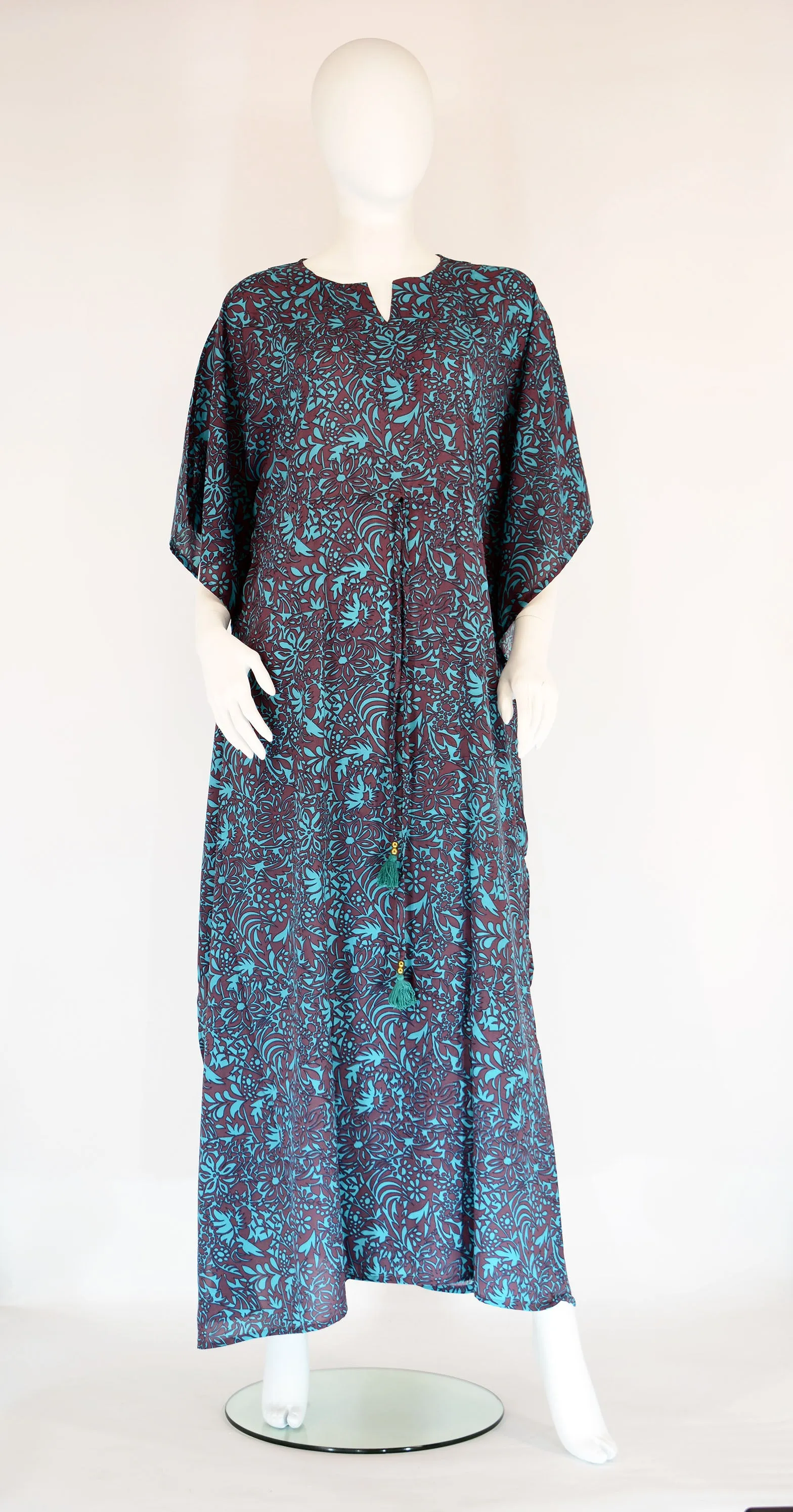 Floral Maxi Kaftan -Teal Brown