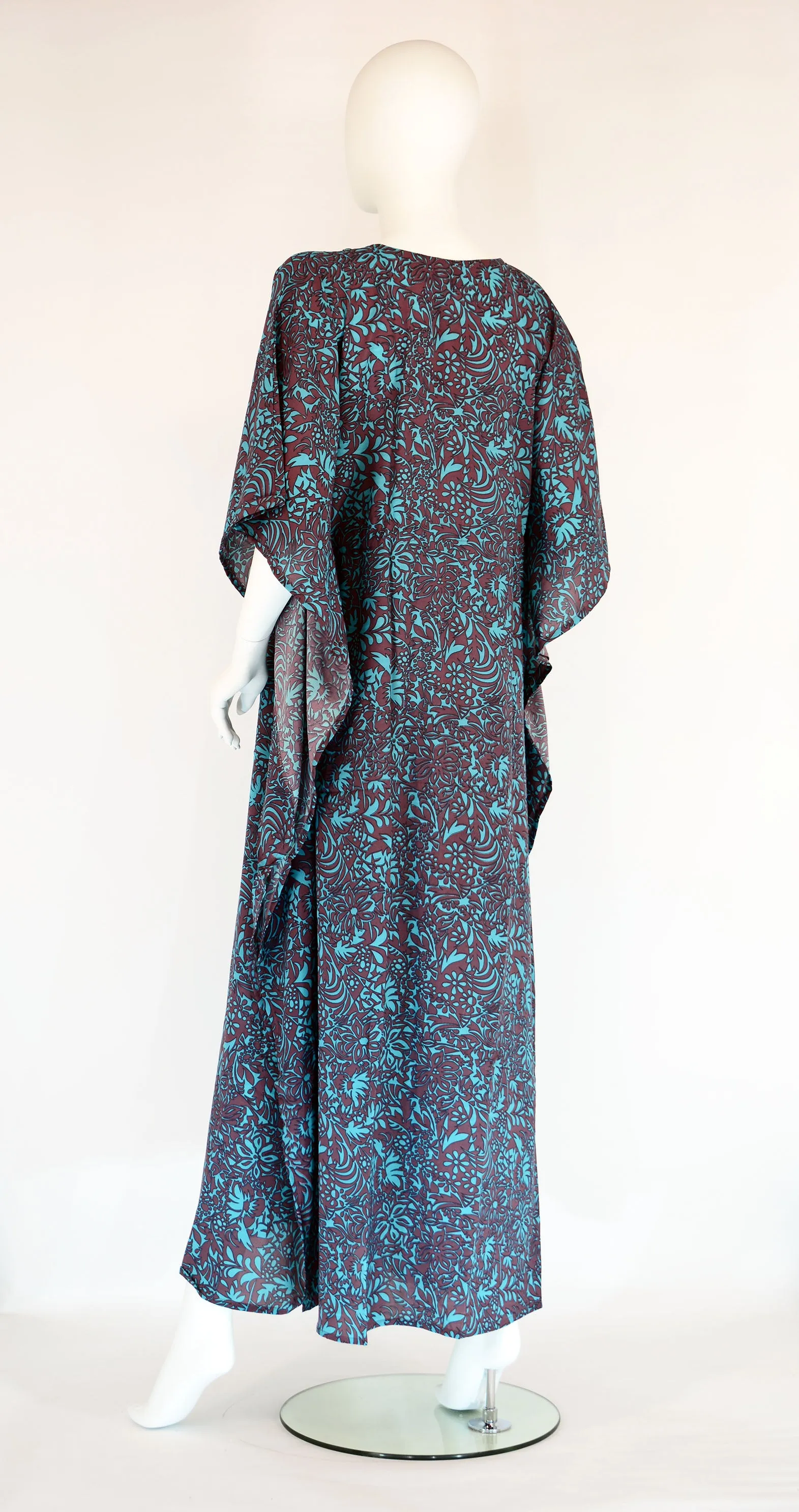 Floral Maxi Kaftan -Teal Brown