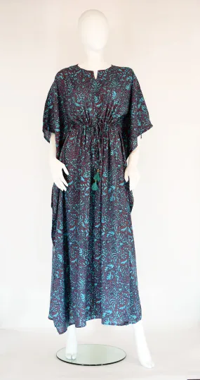 Floral Maxi Kaftan -Teal Brown