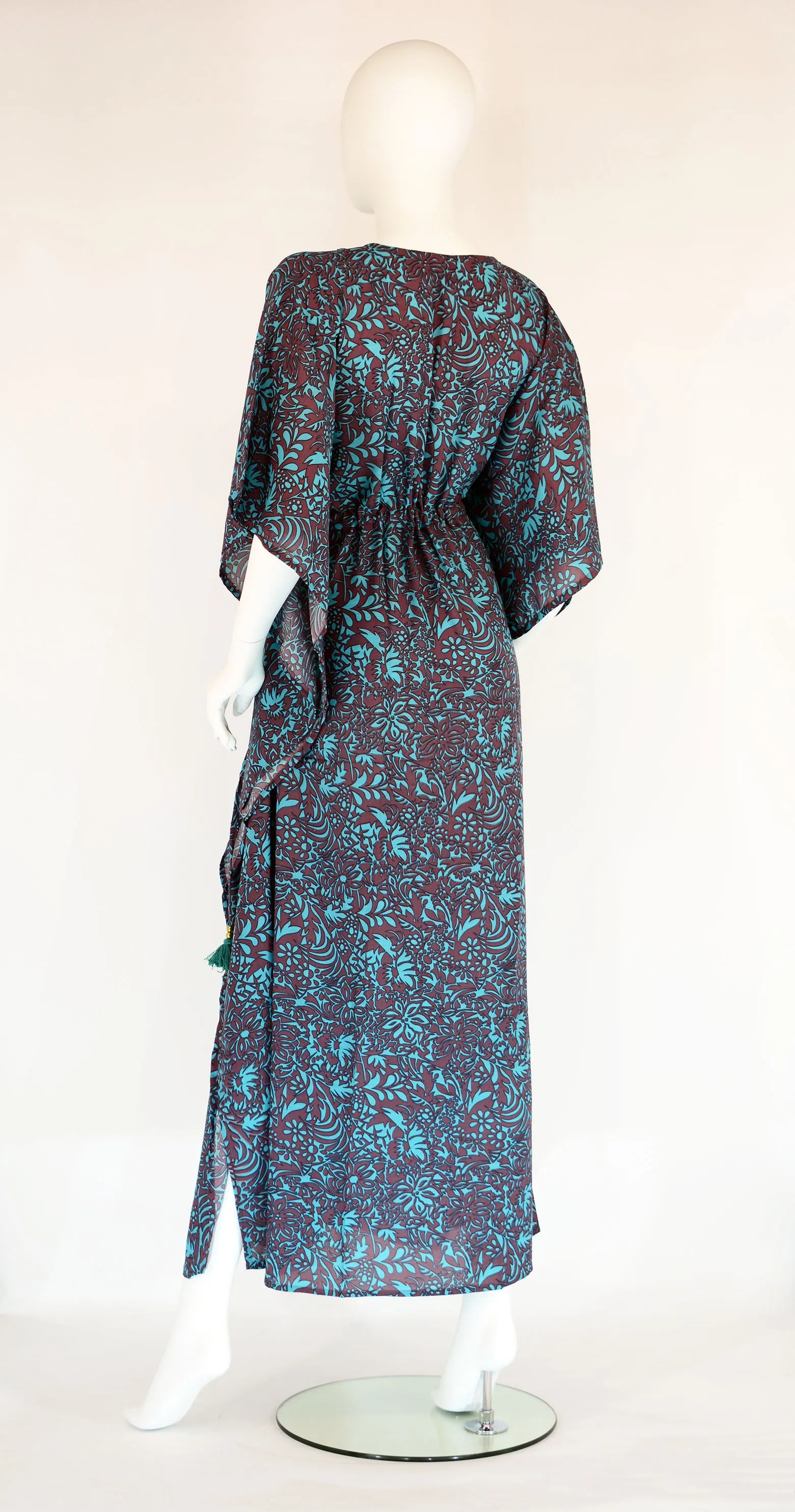 Floral Maxi Kaftan -Teal Brown