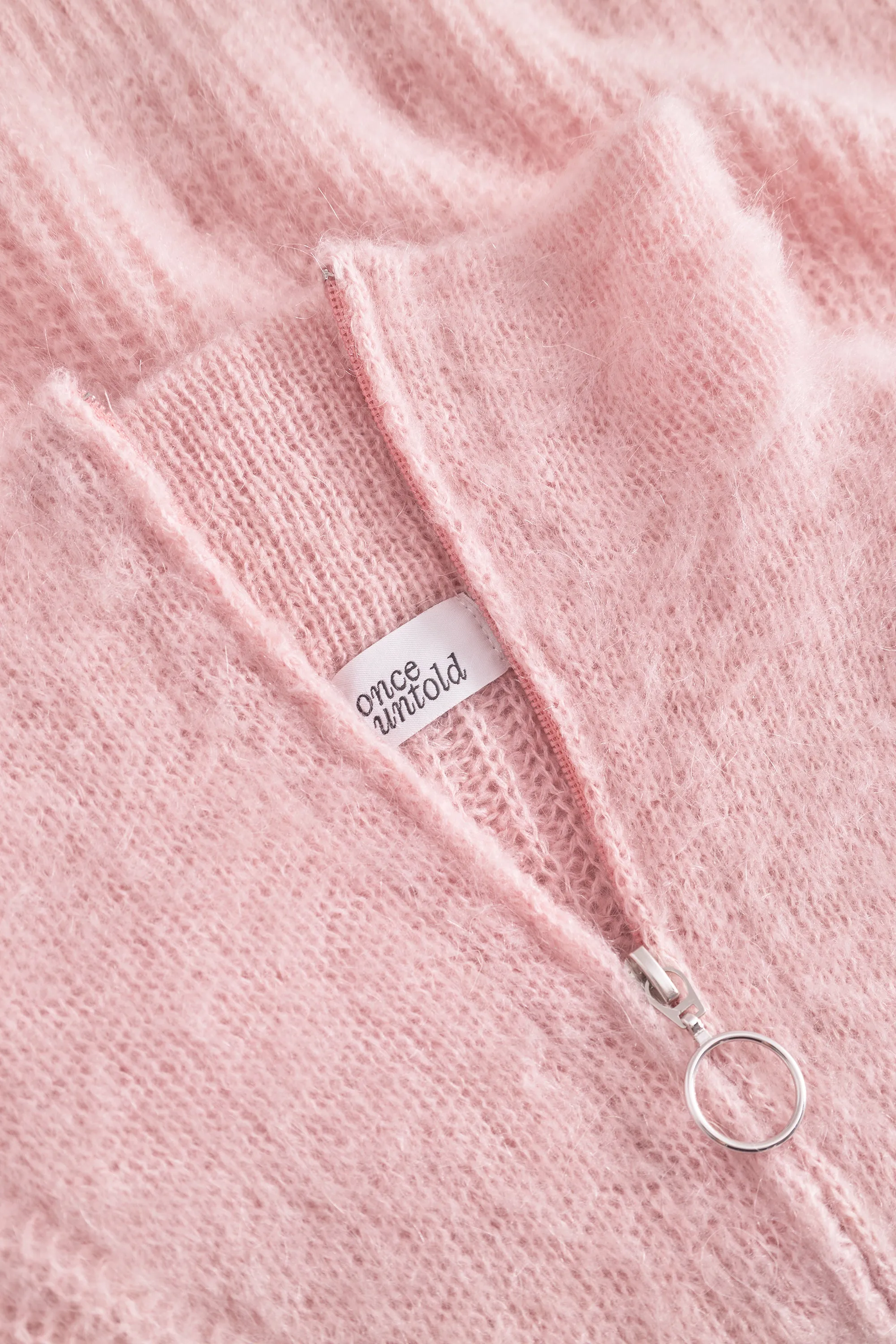 Florie Brushed Zip Knit - Baby Pink