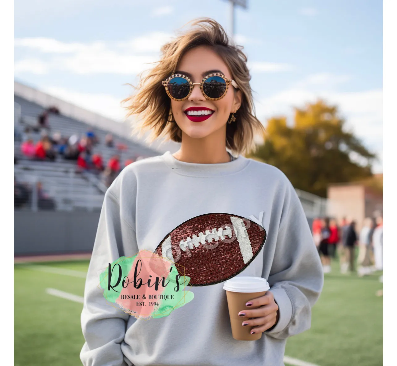 Football Sequin Patch Sweatshirt Preorder