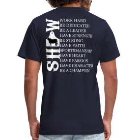 Front/Back Design Adult Short-Sleeve Shirt - Grunge Ear Tag - Livestock Show Brahma Bull - Sizes S-3XL - Showmanship