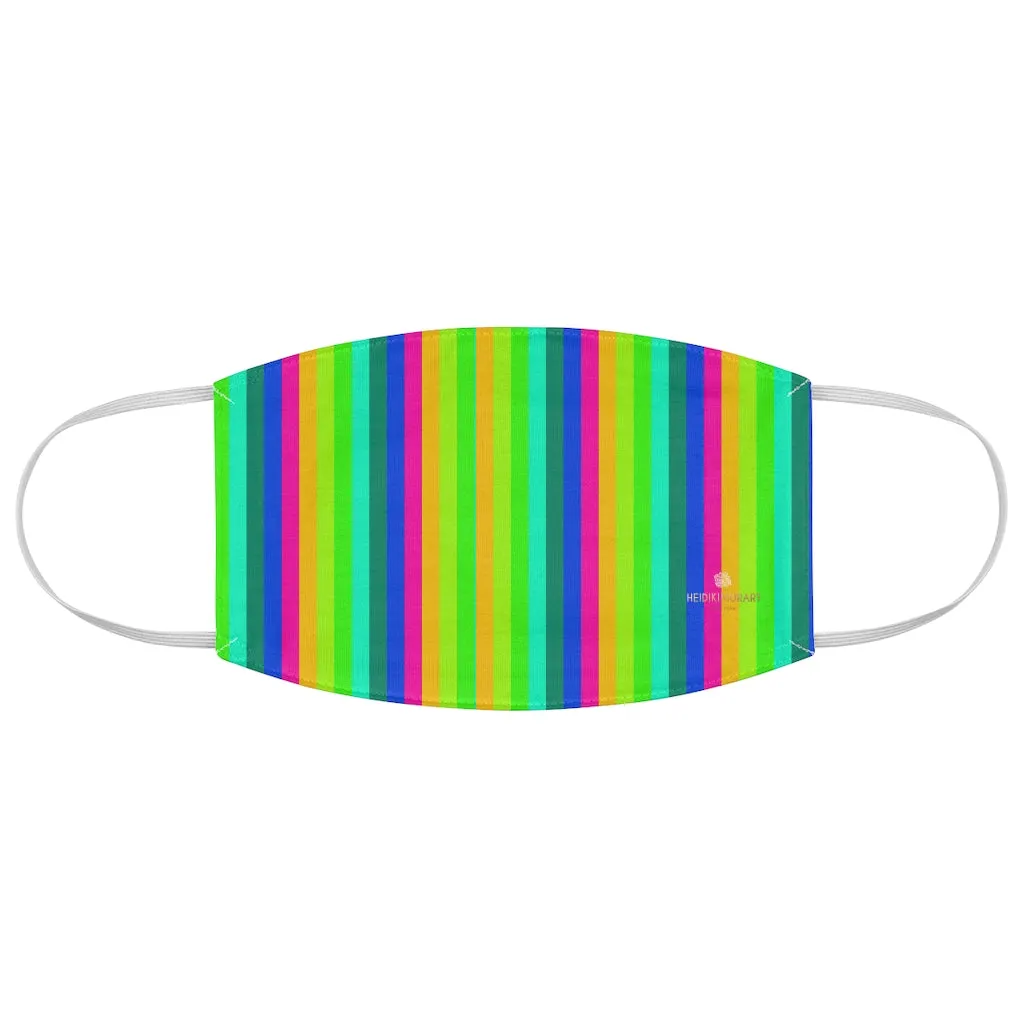 Gay Pride Striped Face Mask, Colorful Vertical Stripes Modern Fabric Face Mask-Made in USA