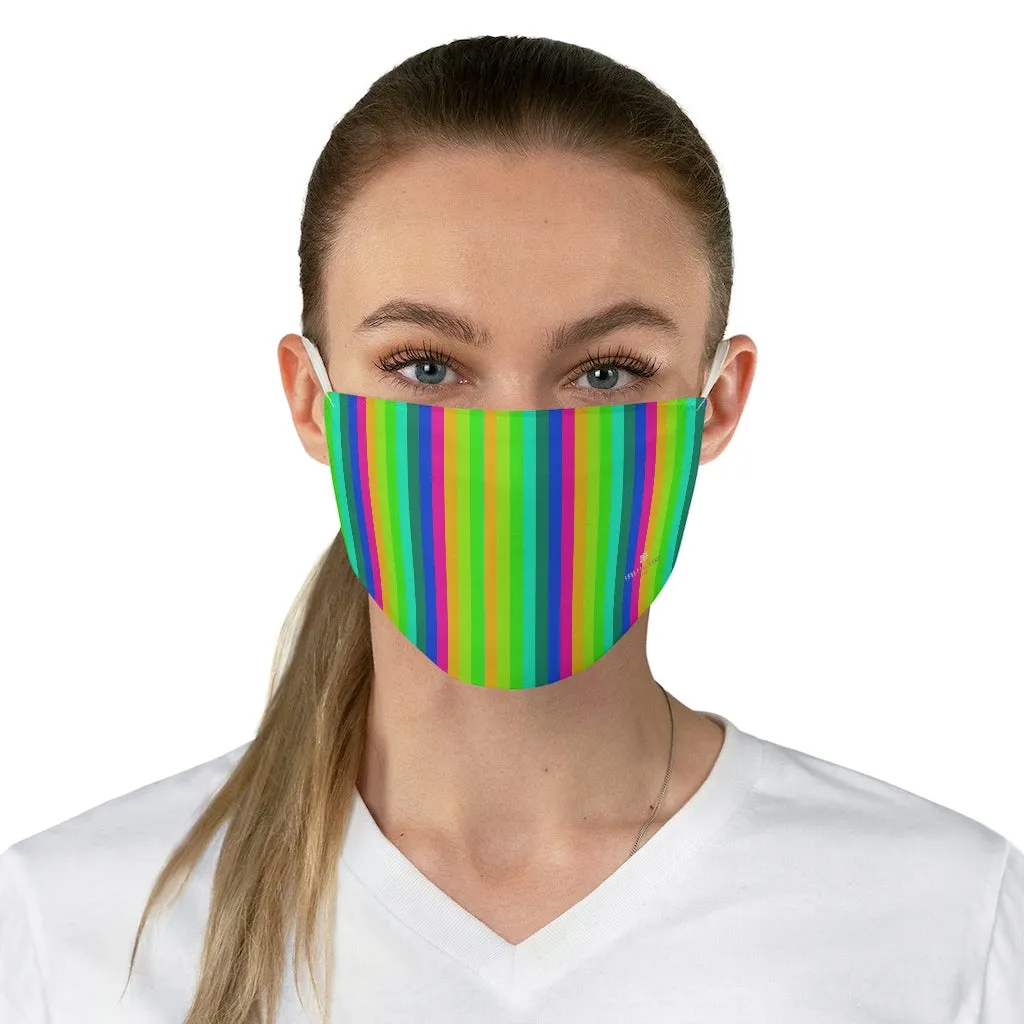 Gay Pride Striped Face Mask, Colorful Vertical Stripes Modern Fabric Face Mask-Made in USA