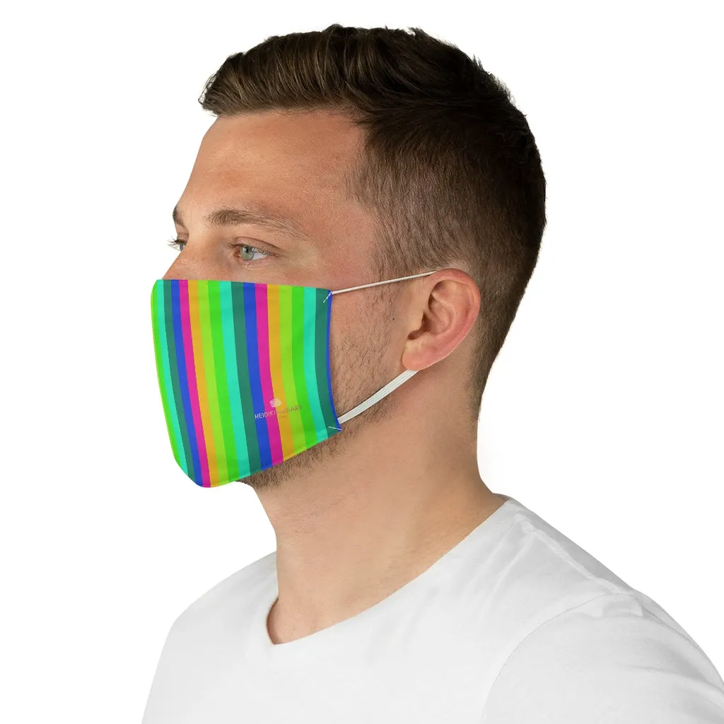 Gay Pride Striped Face Mask, Colorful Vertical Stripes Modern Fabric Face Mask-Made in USA