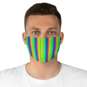 Gay Pride Striped Face Mask, Colorful Vertical Stripes Modern Fabric Face Mask-Made in USA