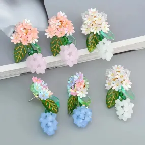 Genuine Silver Pinned Enchanted Floret Hydrangea Blooms      Earrings Kawaii Academia Y2K Cottagecore Coquette Fairycore Dollette Princesscore