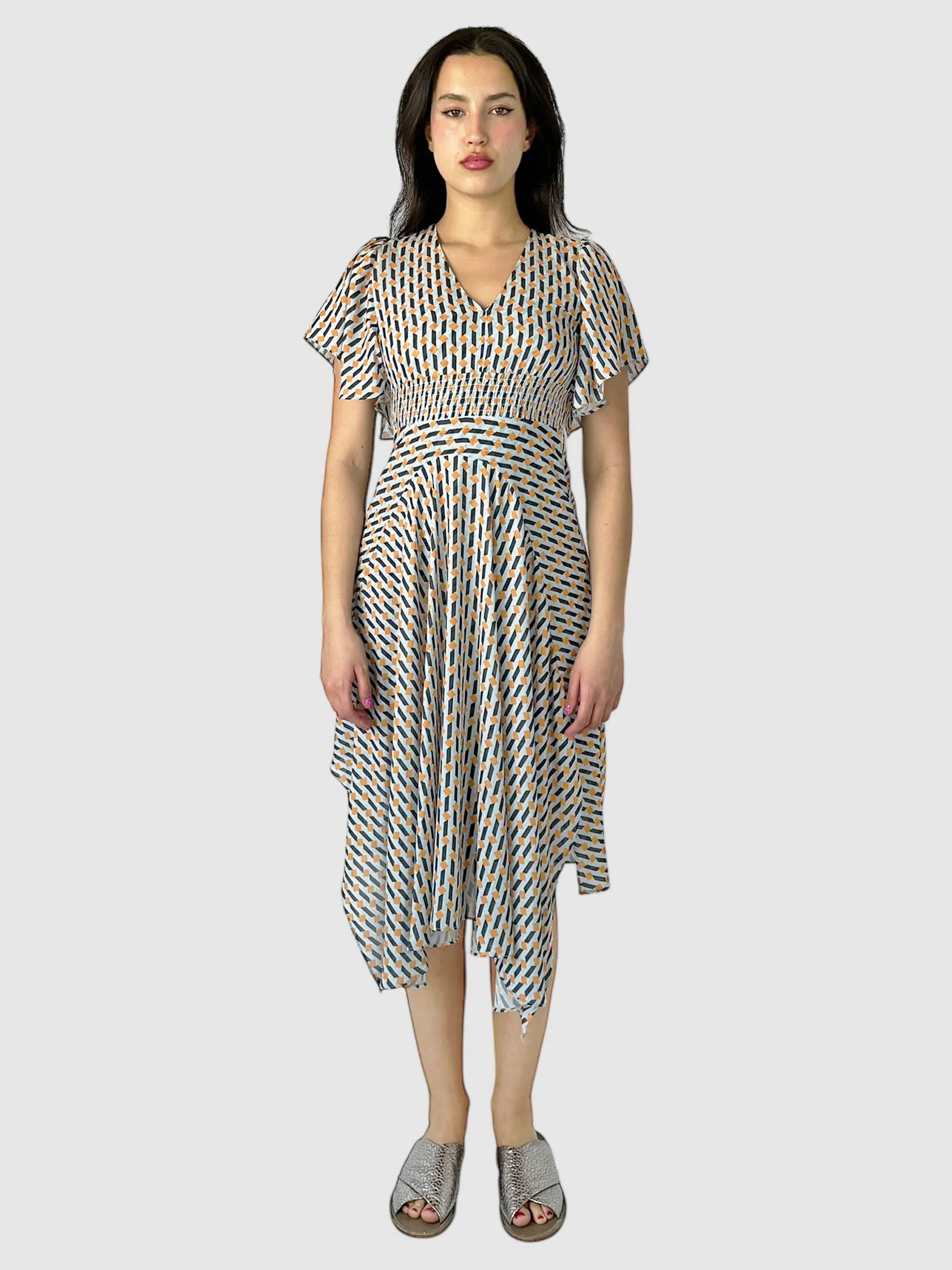 Geometric Print Midi Dress - Size M