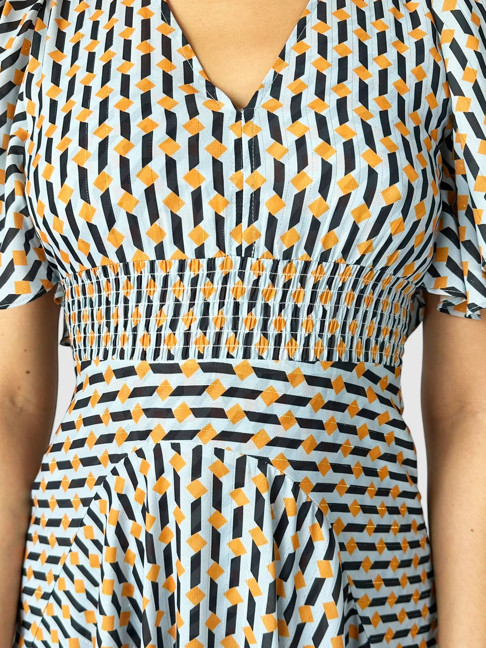 Geometric Print Midi Dress - Size M