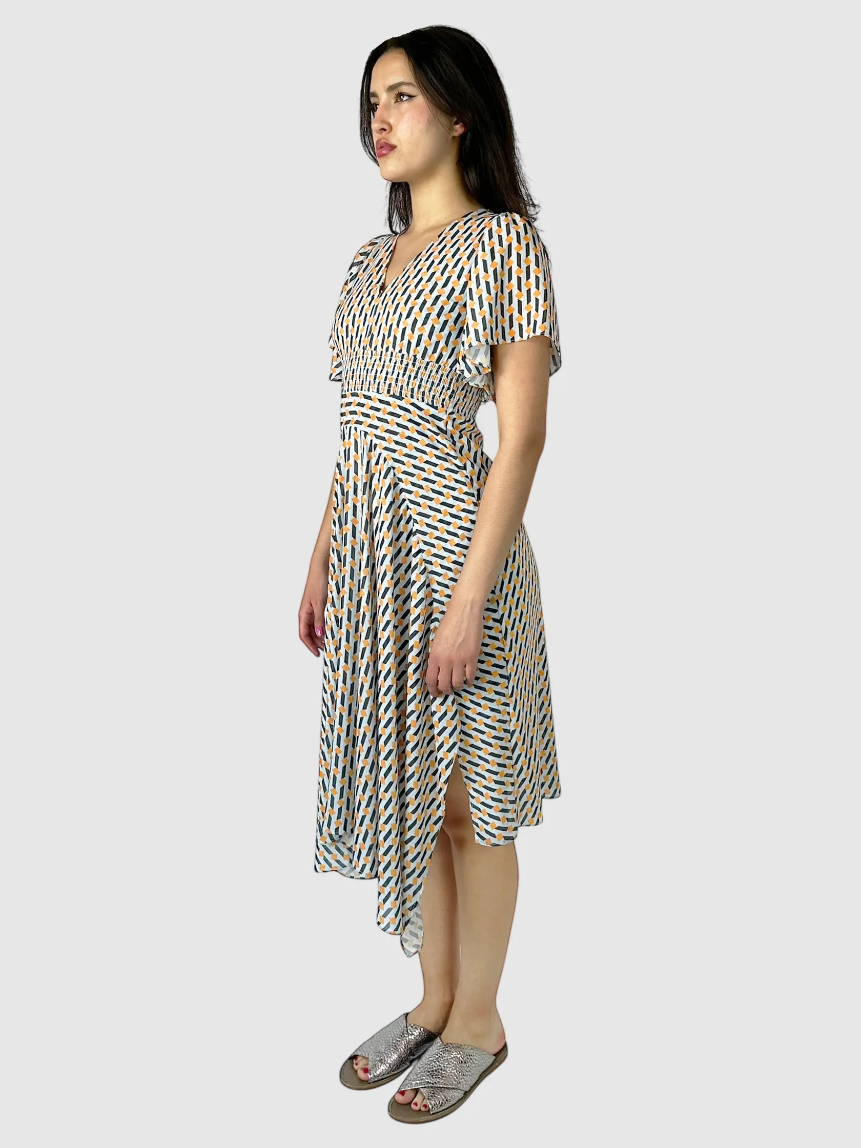 Geometric Print Midi Dress - Size M