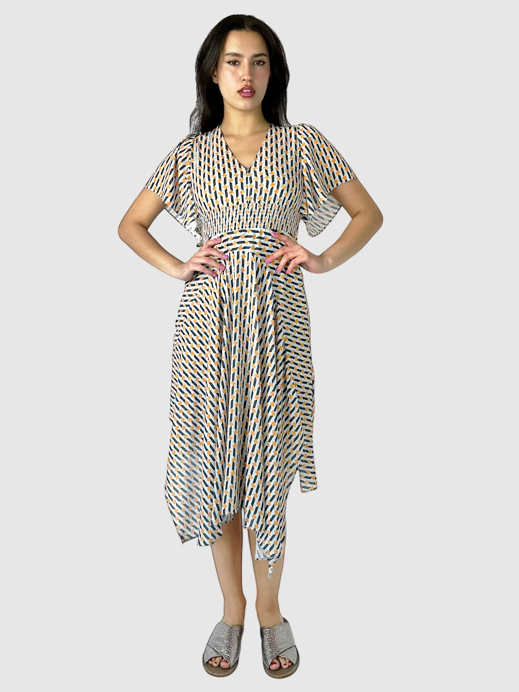 Geometric Print Midi Dress - Size M