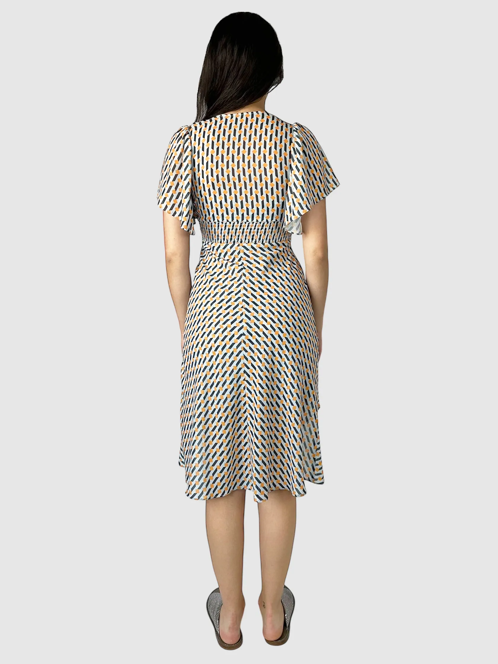 Geometric Print Midi Dress - Size M