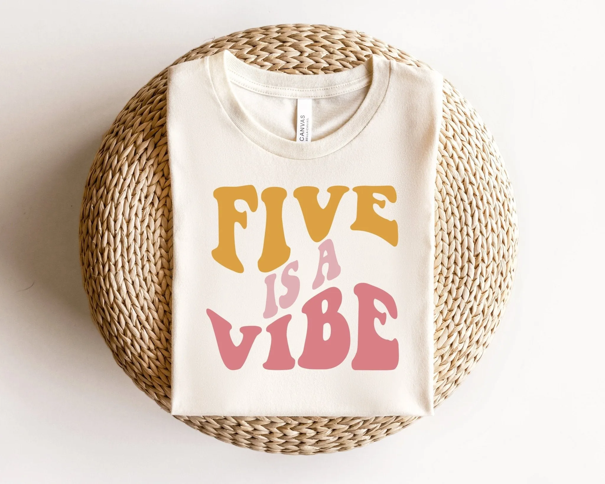 Girl's Nine Is A Vibe Five is a Vibe Birthday Shirt Retro Groovy Party Birthday Vibes Shirt