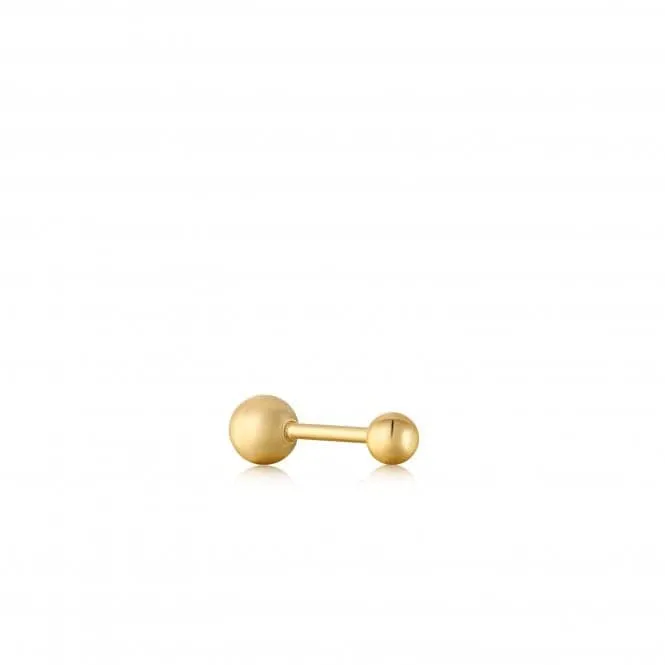 Gold Mini Sphere Barbell Single Earring E035-01G