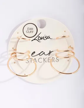 Gold Multi Hoop Cuff Earring Pack