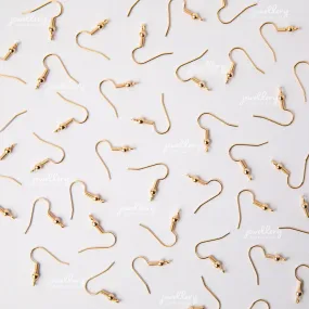 Gold Surgical Stainless Steel (316L) Shepherd Hook Earrings - 100 pieces