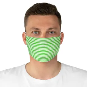Green Horizontally Striped Face Mask, Designer Modern Fabric Face Mask-Made in USA