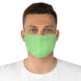 Green Striped Face Mask, Minimalist Best Designer Modern Fabric Face Mask-Made in USA