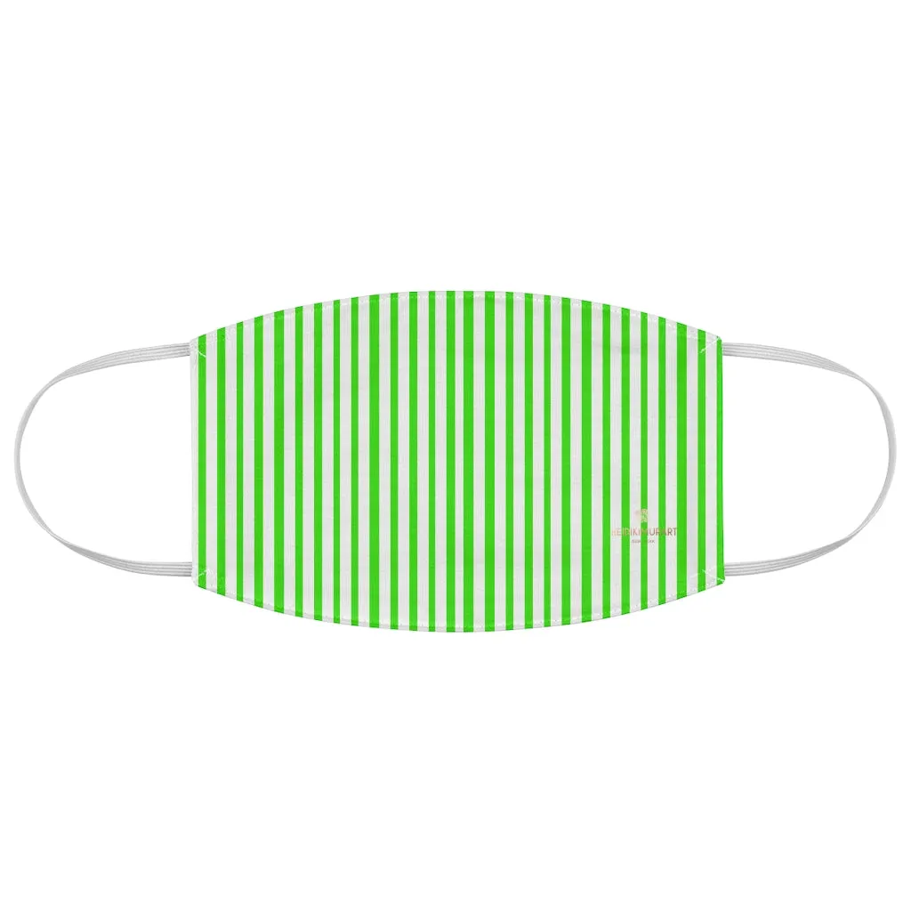 Green Striped Face Mask, Minimalist Best Designer Modern Fabric Face Mask-Made in USA