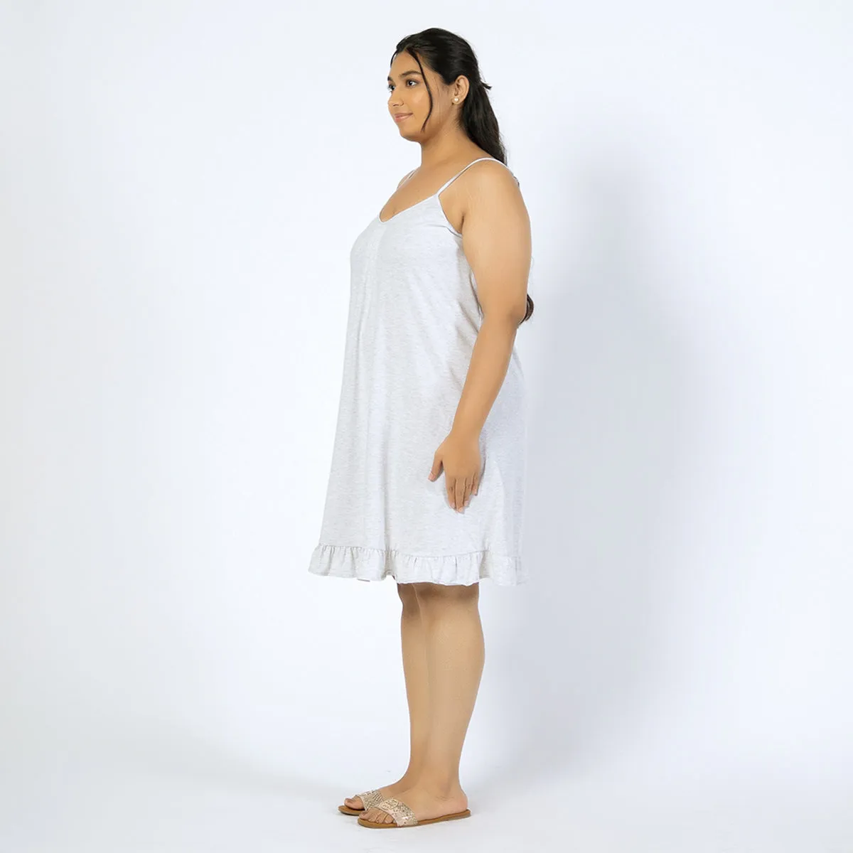 Grey Cotton Jersey Plus Size Slip Dress
