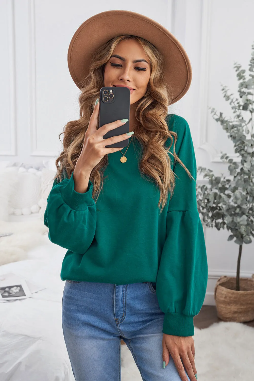 Grey Patchwork Raglan Sleeve Crew Neck Sweatshirts