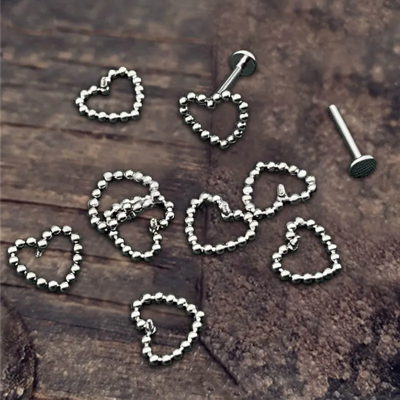 Heart Shaped Titanium Lip Ring Studs
