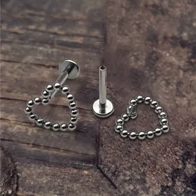 Heart Shaped Titanium Lip Ring Studs