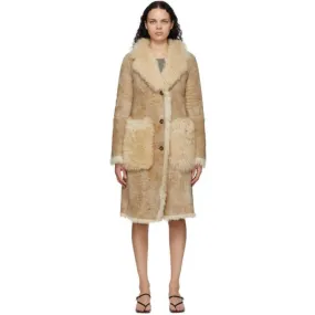 Helmut Lang Beige Toscana Shearling Coat