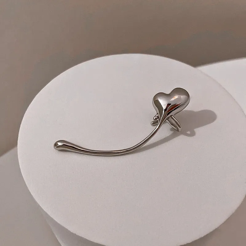 Hip Hop Rock Metal Heart Ear Bones Clip For Women