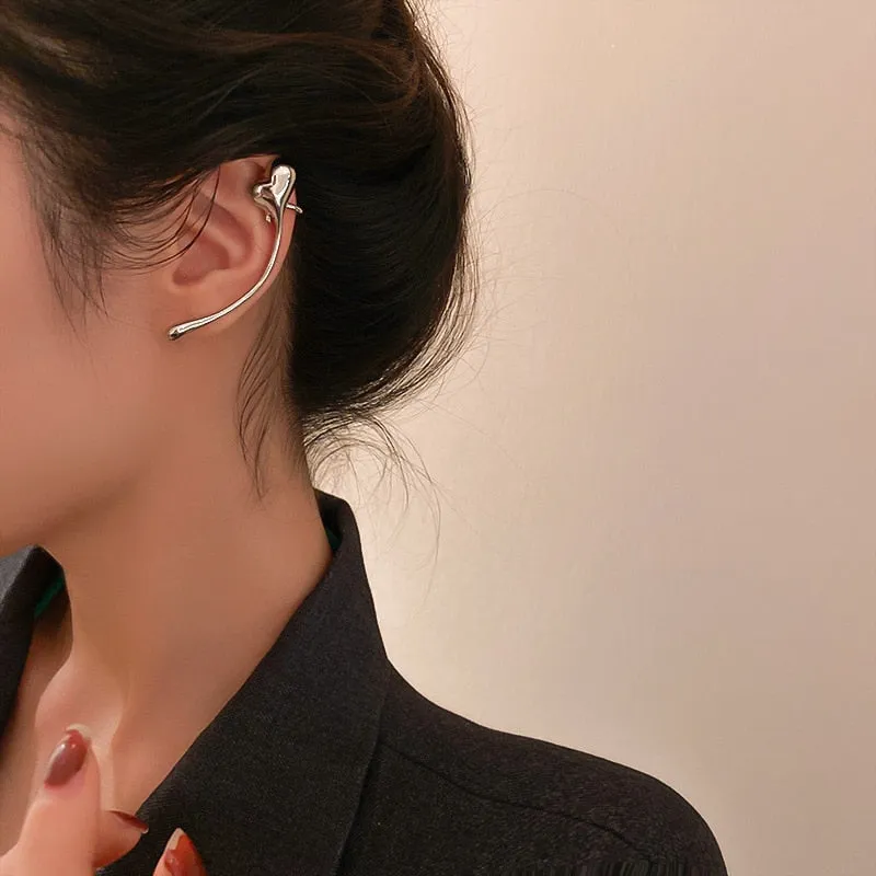 Hip Hop Rock Metal Heart Ear Bones Clip For Women