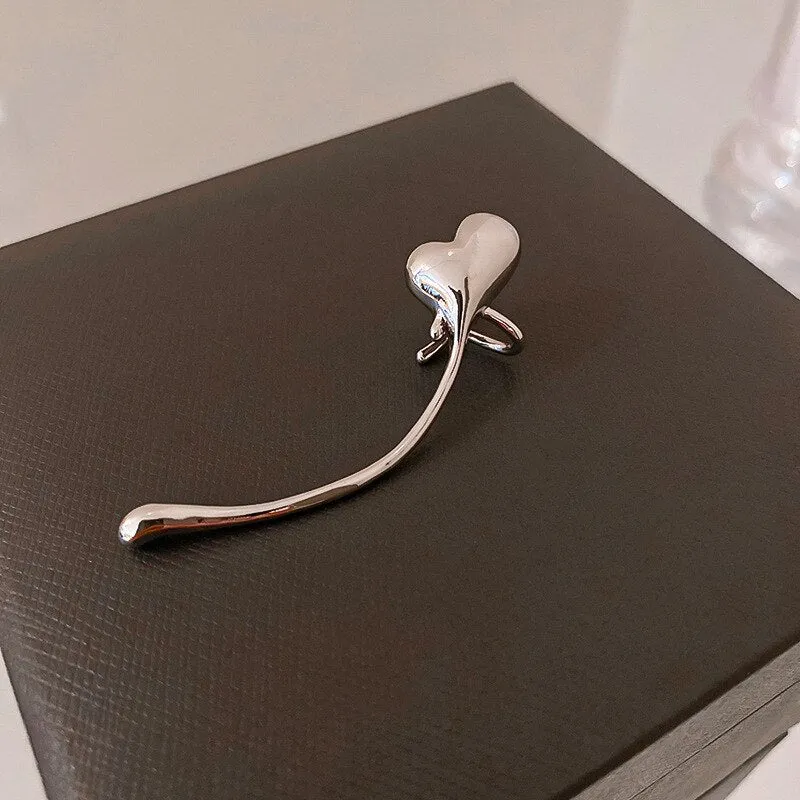 Hip Hop Rock Metal Heart Ear Bones Clip For Women