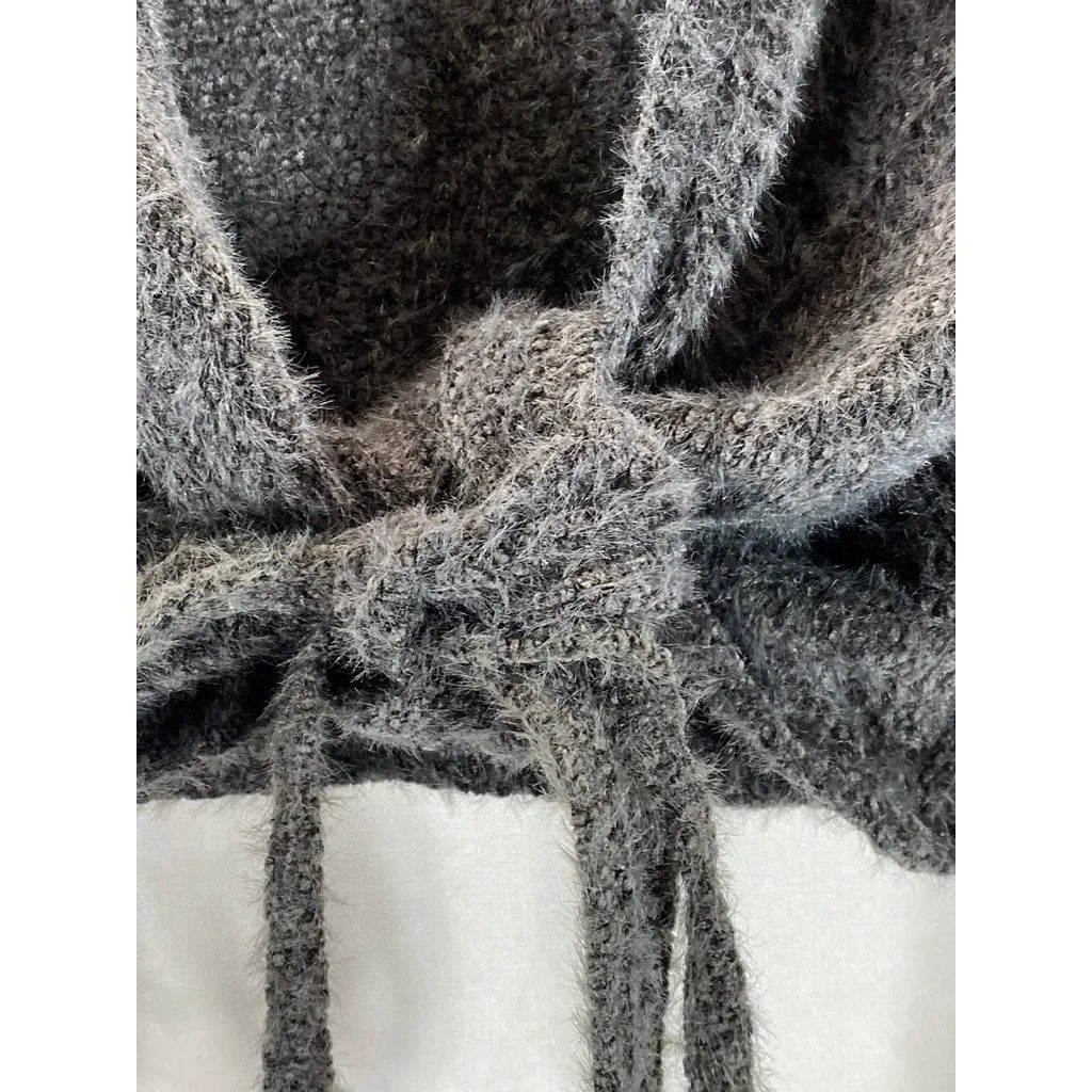 HOLLISTER Women's Gray Open Front Knit Waist Tie Long Sleeve Crop Sweater SZ M