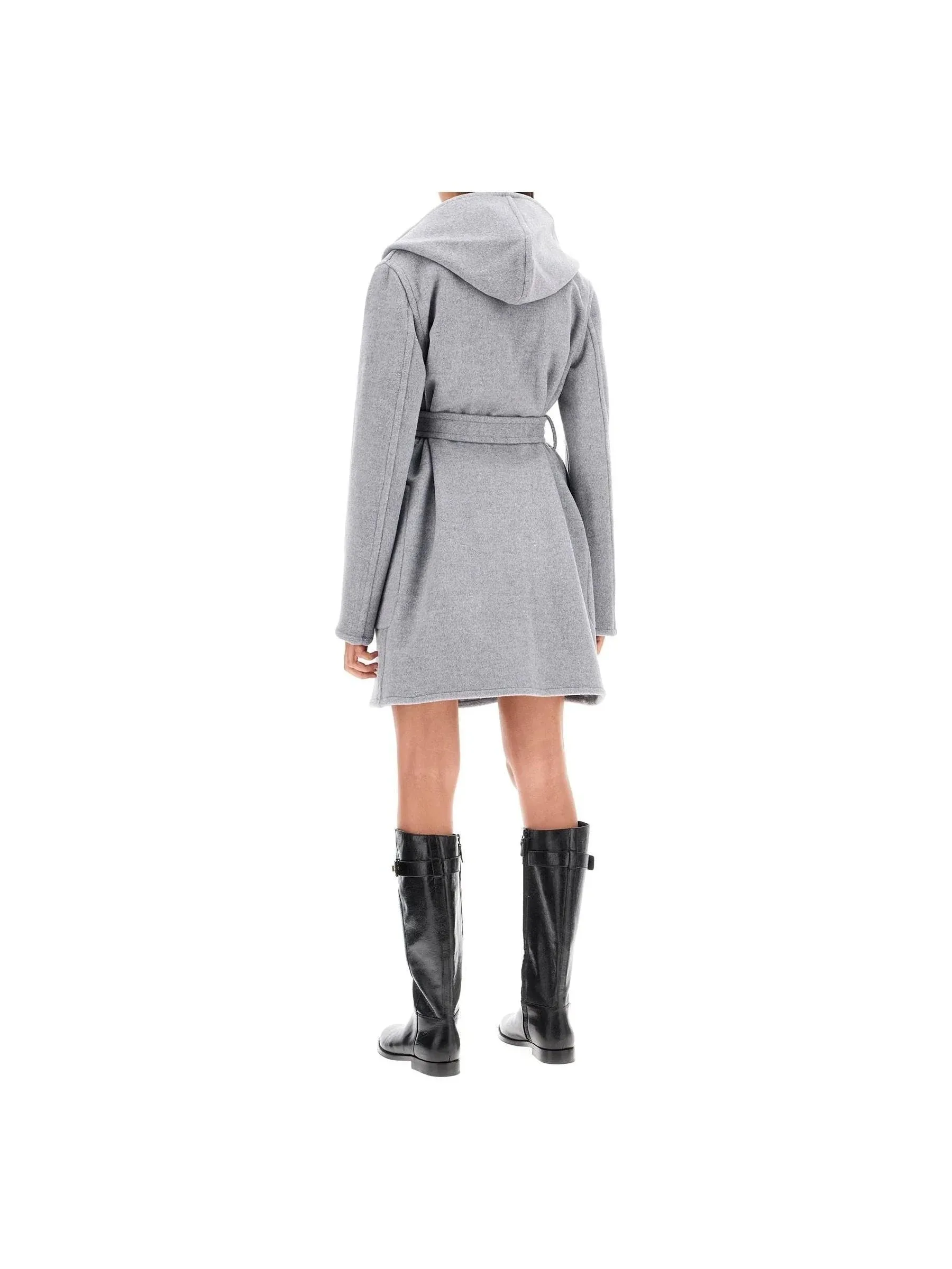 Hooded Wool Mid-Length Jacket