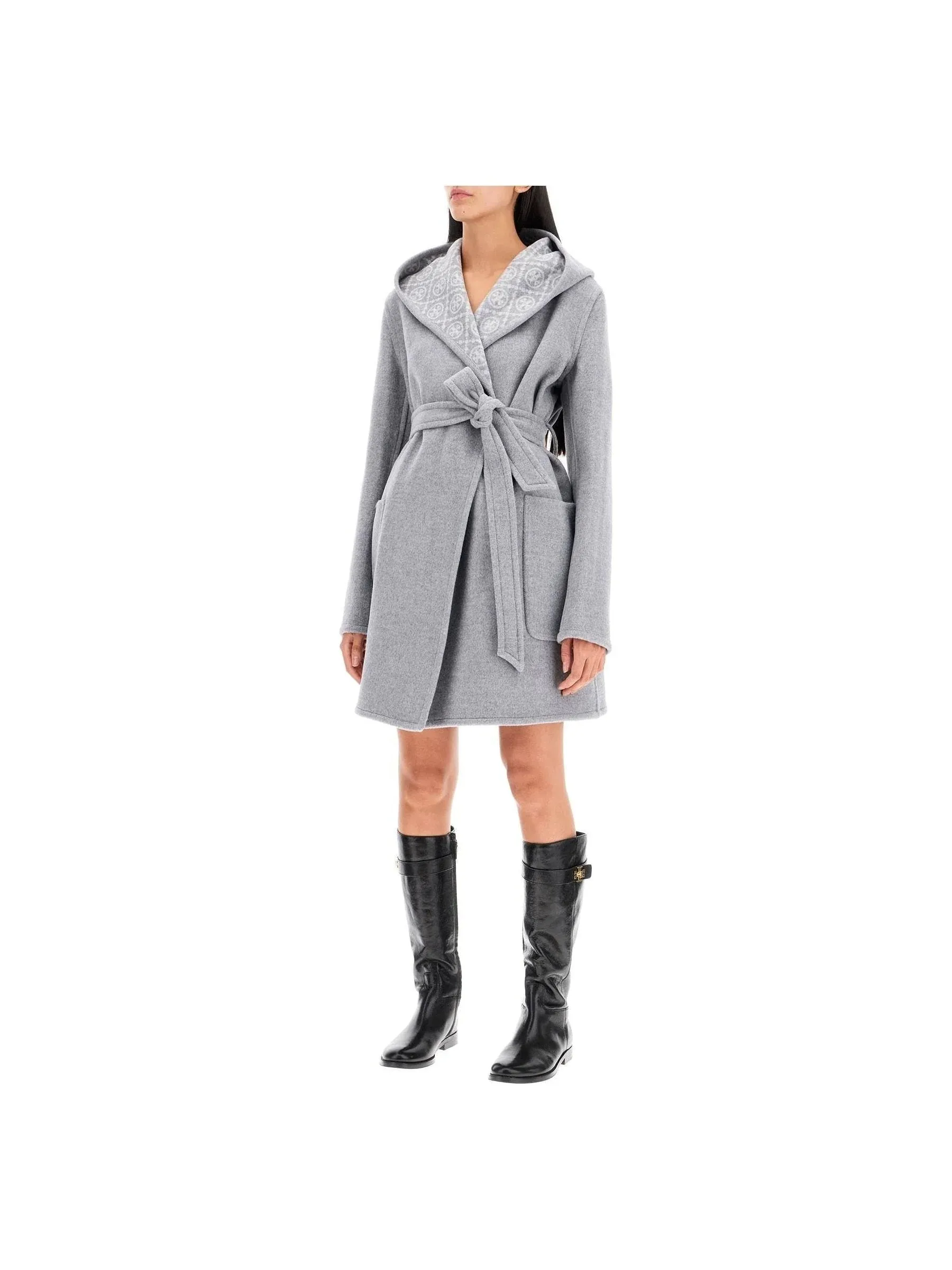 Hooded Wool Mid-Length Jacket