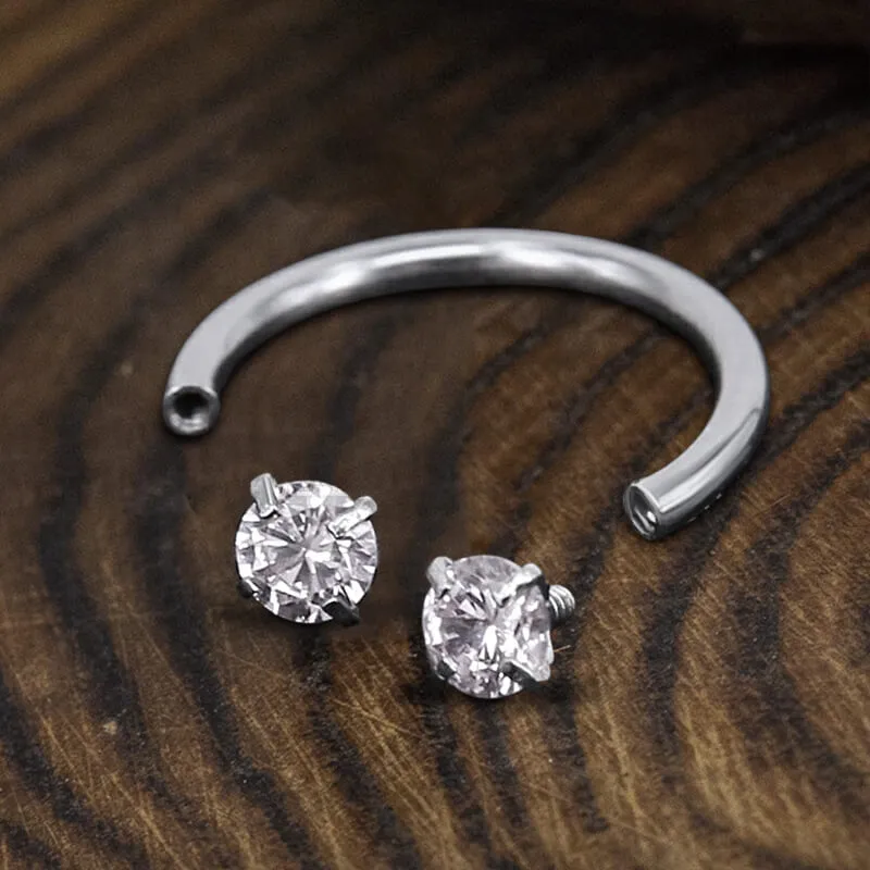 Horseshoe G23 Titanium Zircon Nose Ring